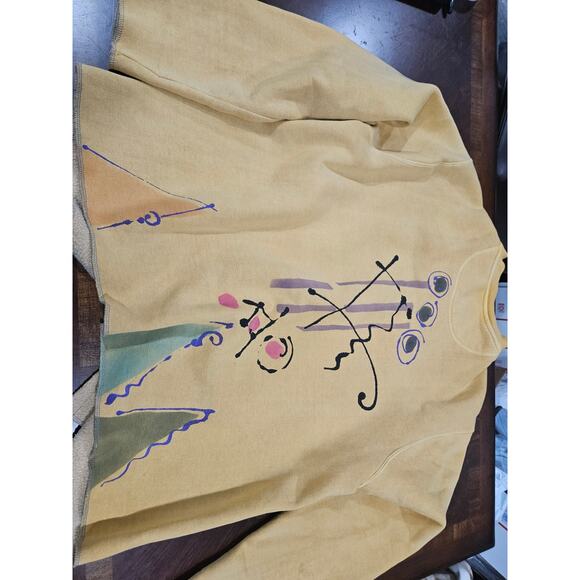 Vintage 90s Authentic Pigment Jacket Butter Yellow Art to Wear Clay Buttons Sz M - Picture 6 of 8